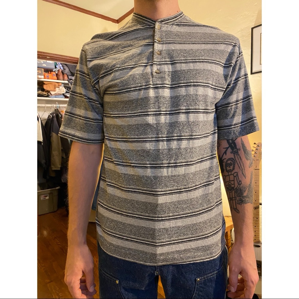 Men’s striped Henley shirt
